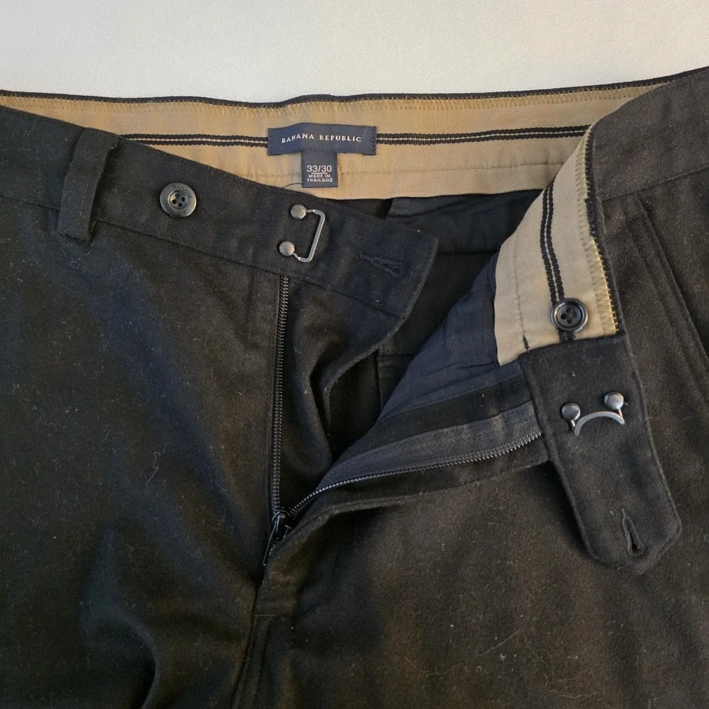 Banana Republic Men Black Wool Blend Dress Pants Trousers Pockets Size 33X29‎